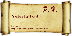 Preiszig Hont névjegykártya
